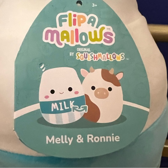 Squishmallows Flip-A-Mallow Mellie & Ronnie - Cow & Milk Pic - Picture 5 of 5